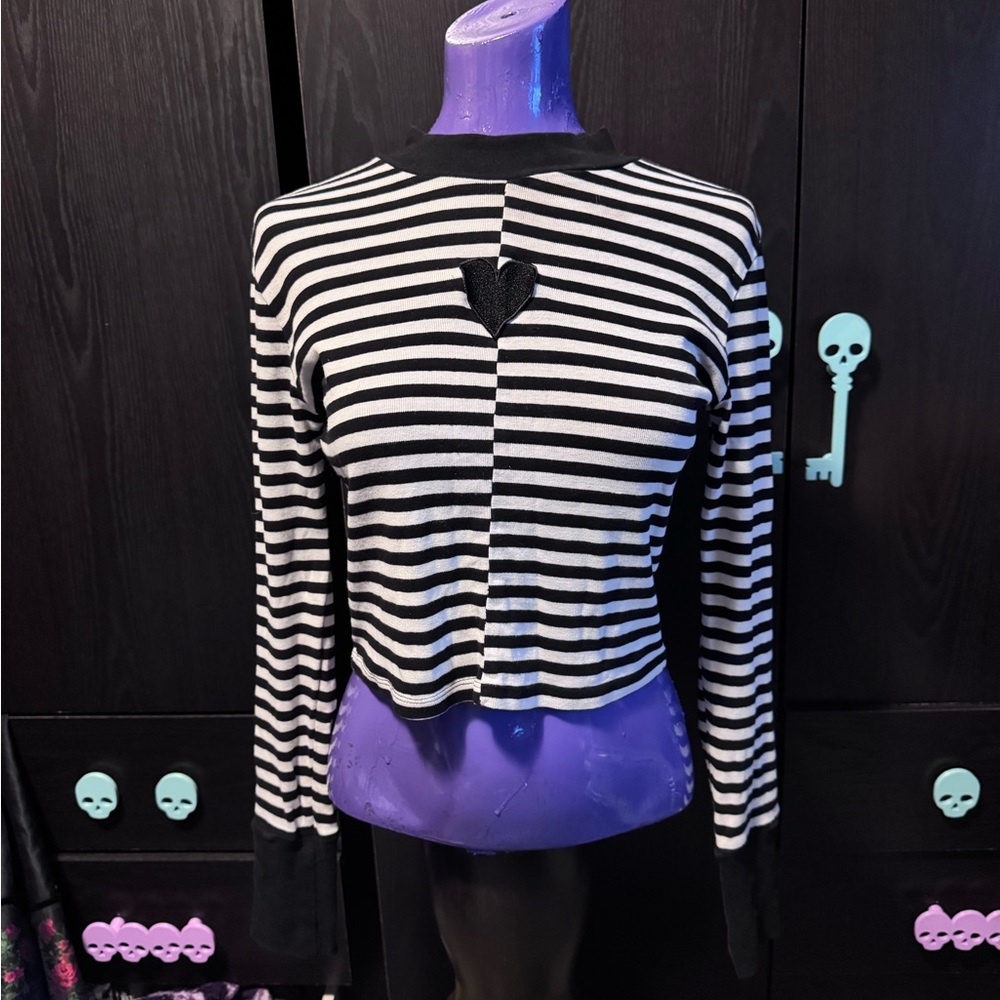 Hot Topic Black and White Striped Blouse